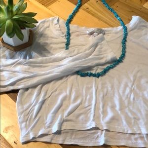 Long sleeve white crop top